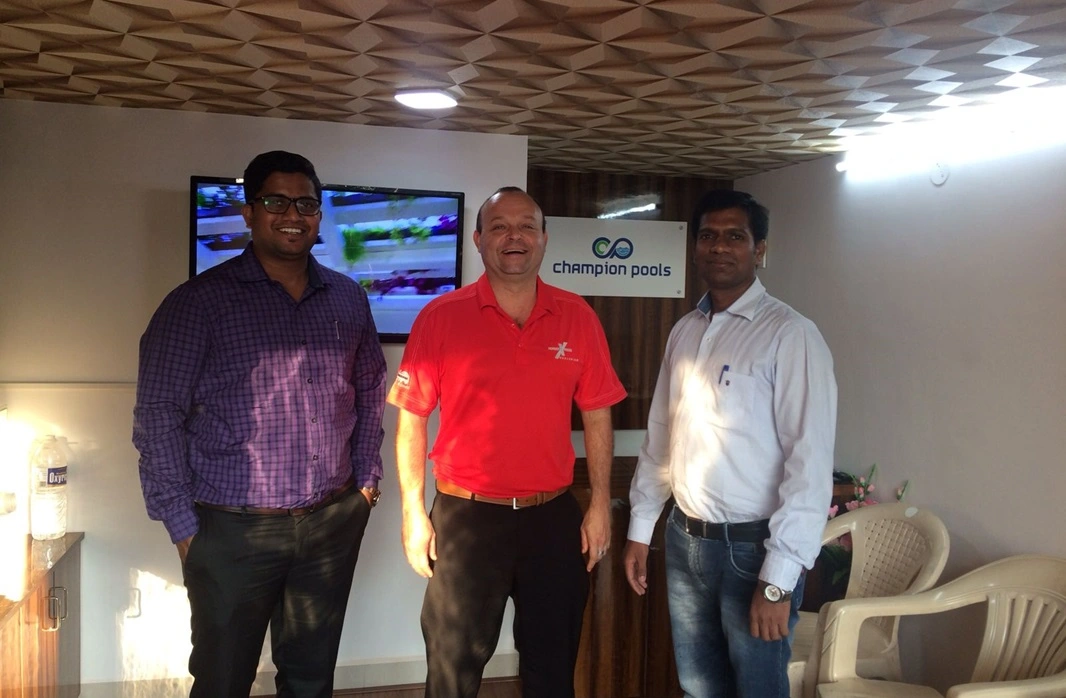 US clients meeting Champion Pools team at the office