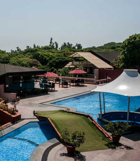 Swimming pool construction project at Brightland Resort by Champion Pools India